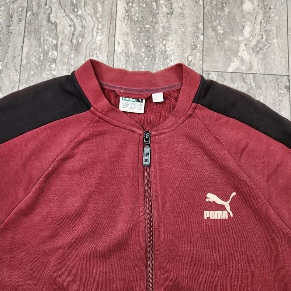 🇬🇪🍑Vintage Puma Burgundy & Black Zippered Track Jacket XLarge - Picture 4 of 11
